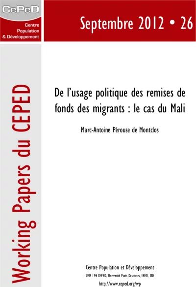 Working Paper 26 : remises de fonds des migrants au Mali