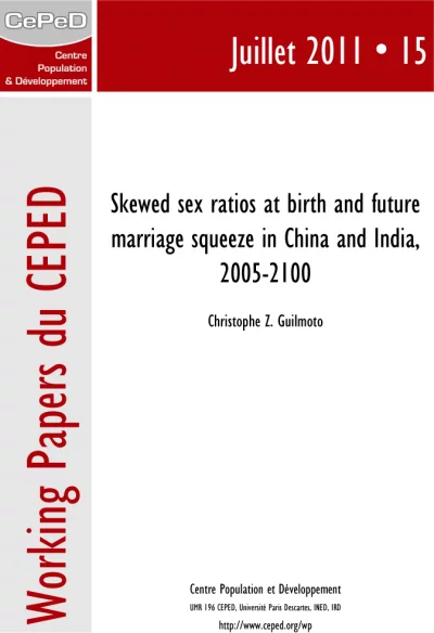 Working Paper 15 : rapport de masculinité à la naissance et futurs mariages en Chine et en Inde