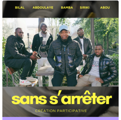 Projection du film «<small class="fine d-inline"> </small>Sans s'arrêter<small class="fine d-inline"> </small>», 30', du projet SANTE-COURSE avec A. Desgrées du Loû, Marwân-al-Qays Bousmah et A. Gosselin