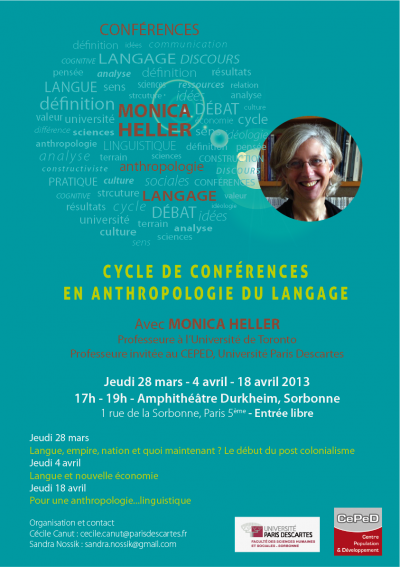 Conférence en anthropologie du langage de Monica HELLER